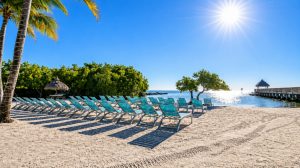 Tropical beach retreat under bright sun