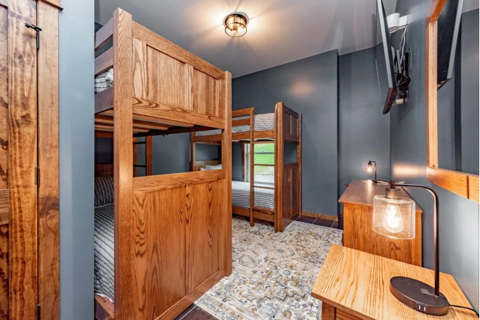 Vacation rental bunk room designed for families with children