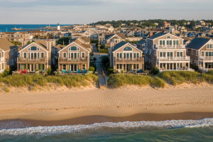 Beach town vacation rentals near the shoreline