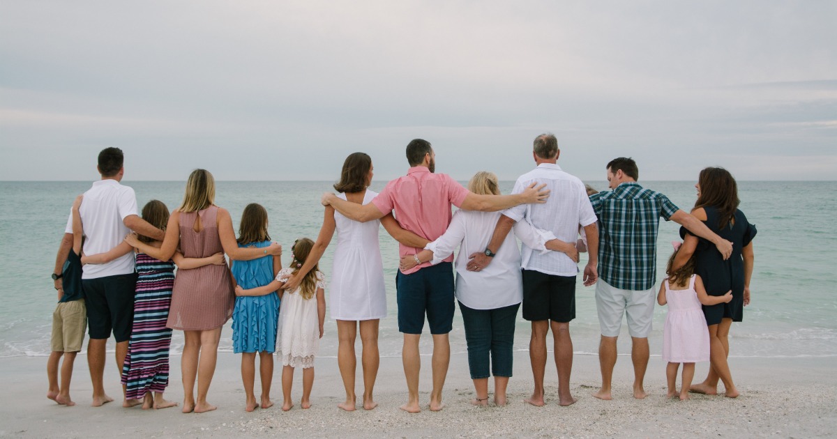 Large family enjoying beach time together in Myrtle Beach