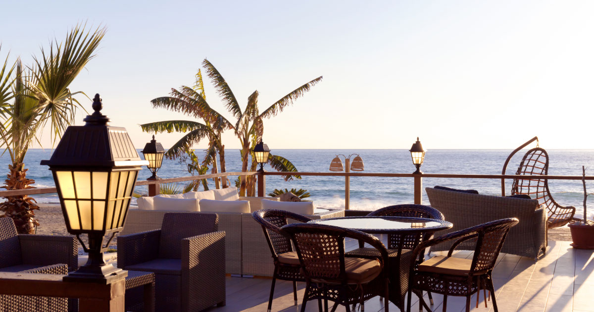 Sunset waterfront dining at a restaurant in Duck Outer Banks