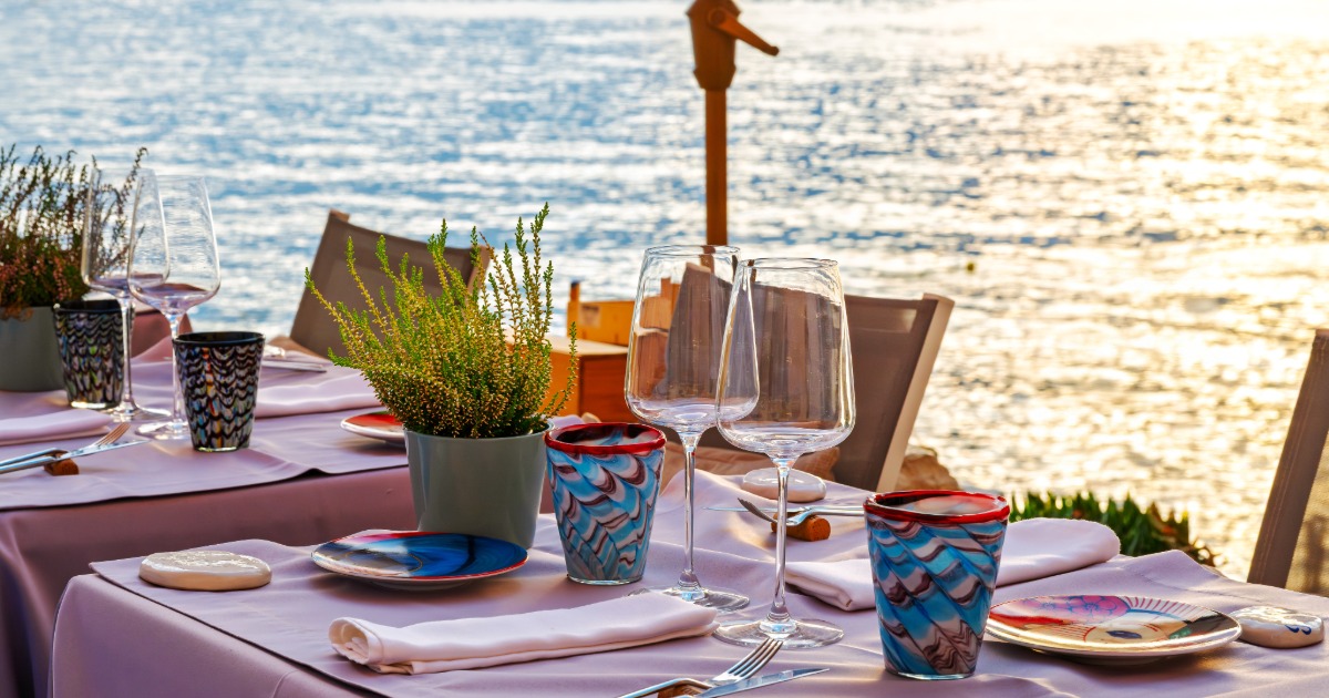 Waterfront seafood dinner overlooking the sound in Nags Head