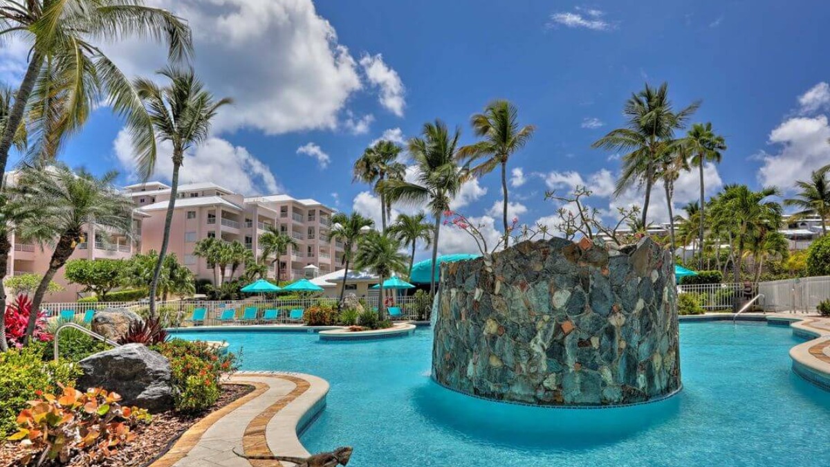 Oceanfront St. Thomas condo at Elysian Beach Resort with Caribbean water views