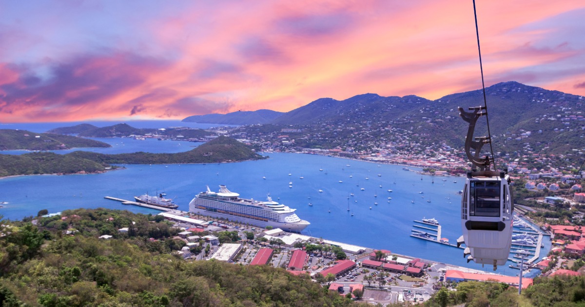 Driving scenic coastal roads in St Thomas USVI with ocean views
