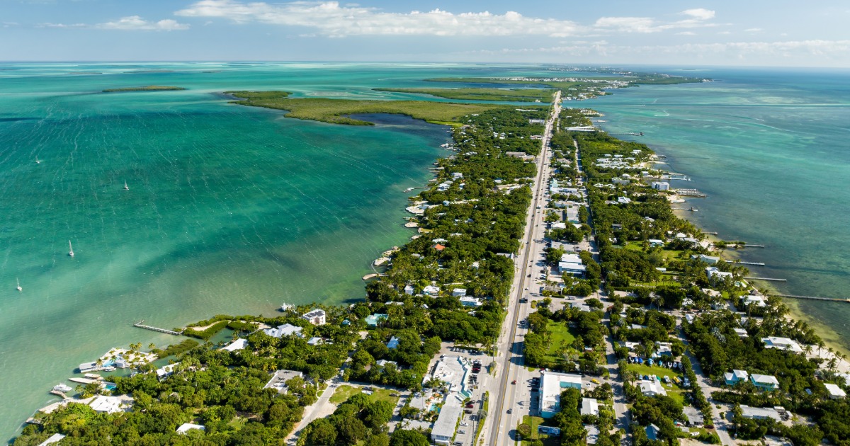 US-1 Overseas Highway stretching across turquoise water in the Florida Keys