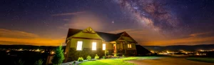 Starry night over a cozy home in Deep Creek Lake, MD