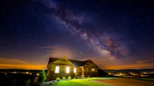 Starry night over a cozy home in Deep Creek Lake, MD