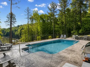 Blue Bayou private pool and lakefront outdoor gathering area