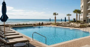 mbrf-body2 | Swack Vacations Quiet oceanfront resort pool deck in Myrtle Beach during the fall off-season