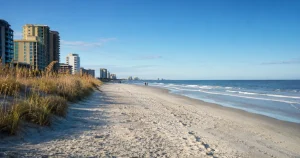 mbrf-feat | Swack Vacations Wide, uncrowded Myrtle Beach shoreline on a mild sunny fall day