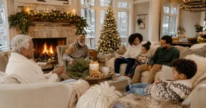 thanksgiving-body5 | Swack Vacations Multi-generational family relaxing together in a warm, spacious vacation home during the holidays