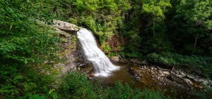 Waterfall at Swallow Falls state park in Deep Creek Lake maryland